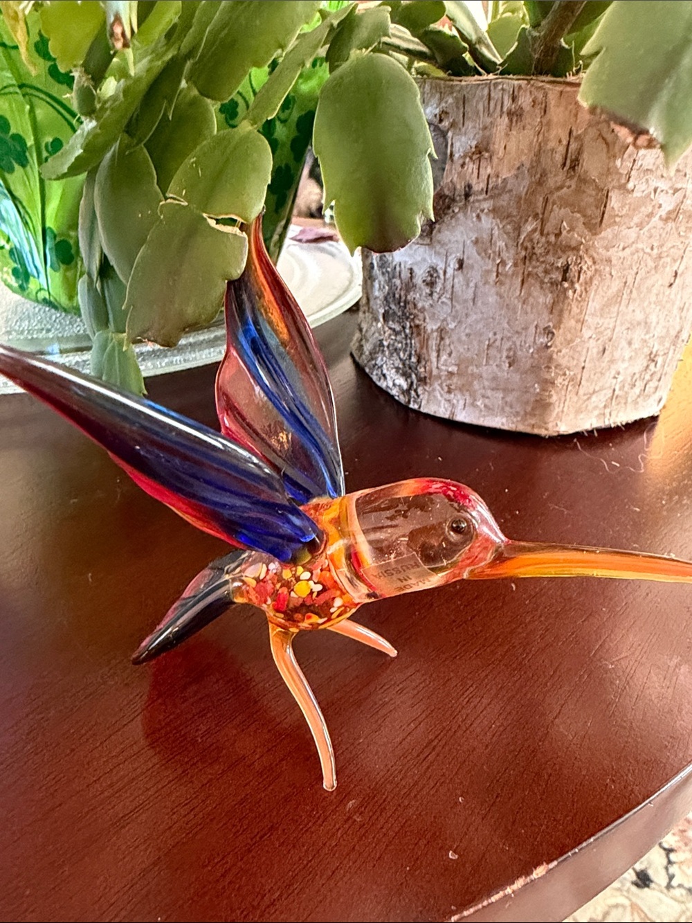 Blue Vintage Hand-blown art-glass, Lampwork, Hummingbird figurine, Russian glass